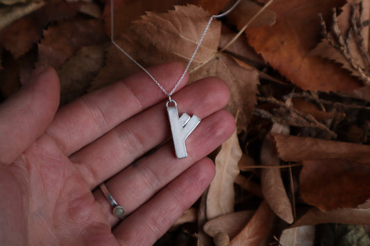 Fehu Wolf Bone and Silver Talisman
