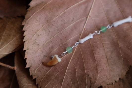Raccoon Lariat Necklace with Chalcedony Gemstones