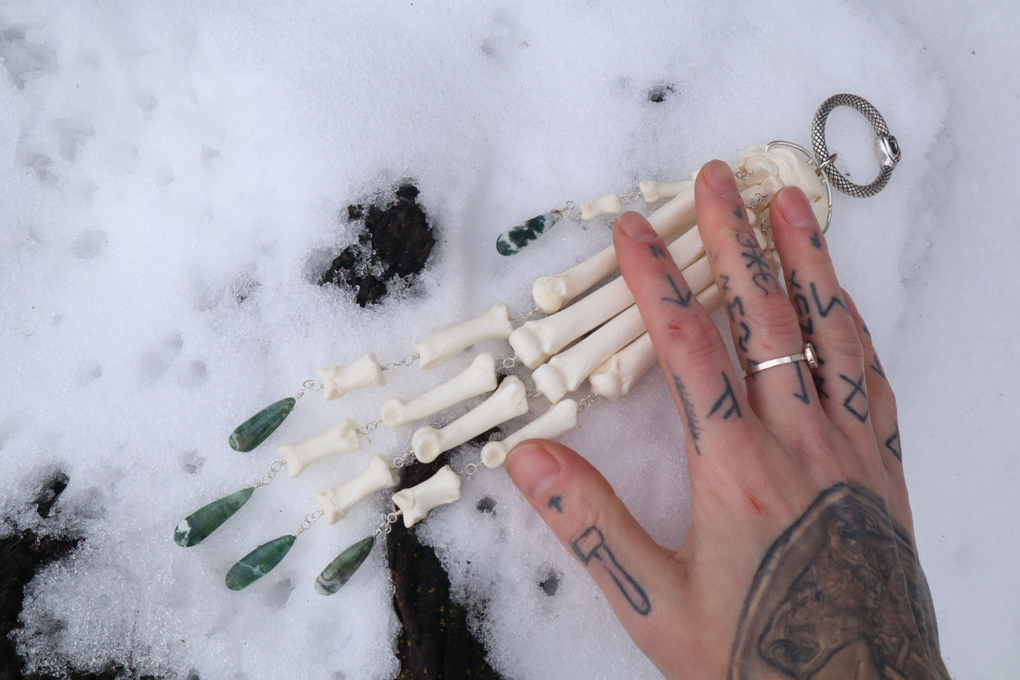 Fluid Wolf Paw Articulation with Tree Agate "Claws"