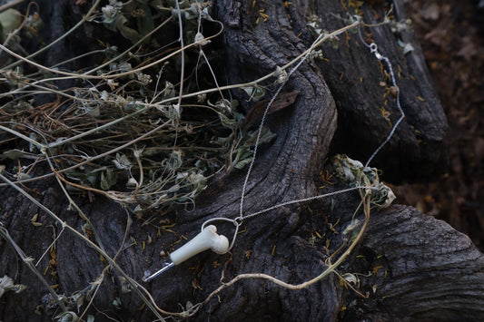 Kitten Femur Quartz Point Necklace
