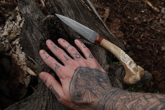 Reserved for Brandon - German Shepherd Bone Skull Knife