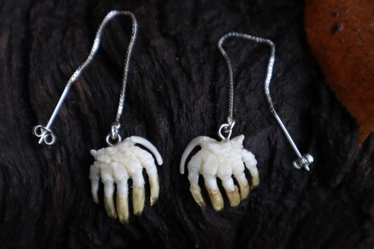 Articulated Mole Paw Earrings - .925 Silver