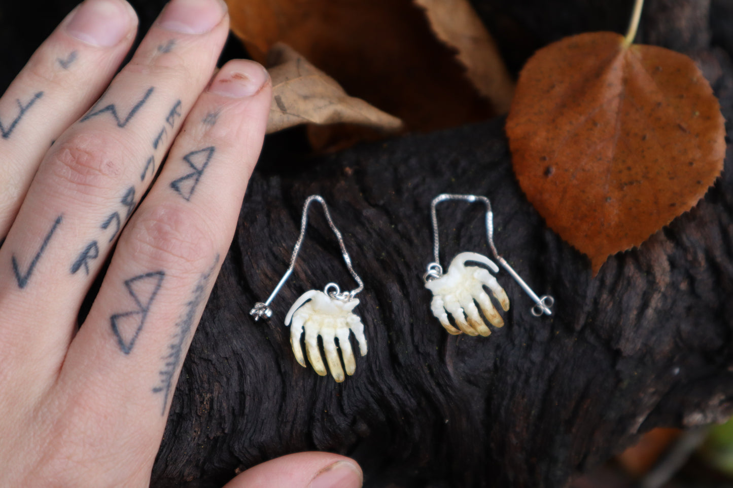 Articulated Mole Paw Earrings - .925 Silver