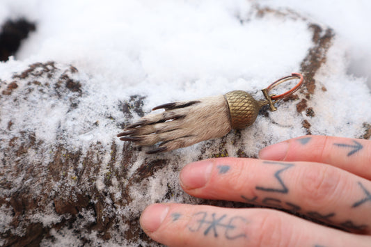 Raccoon Paw Acorn Keychain