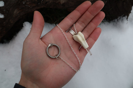 Red Fox Femur Pendulum with Ouroboros Ring