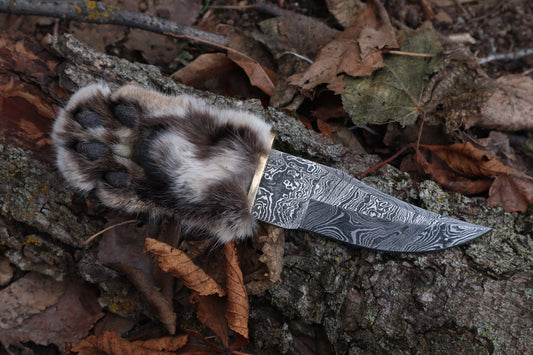 Damascus Bobcat Paw Knife