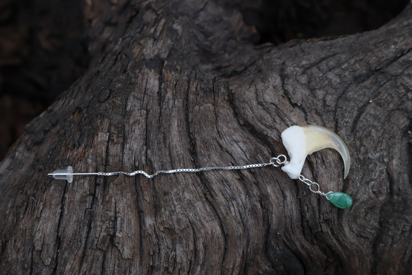 Emerald Bobcat Claw Earrings - .925 Silver