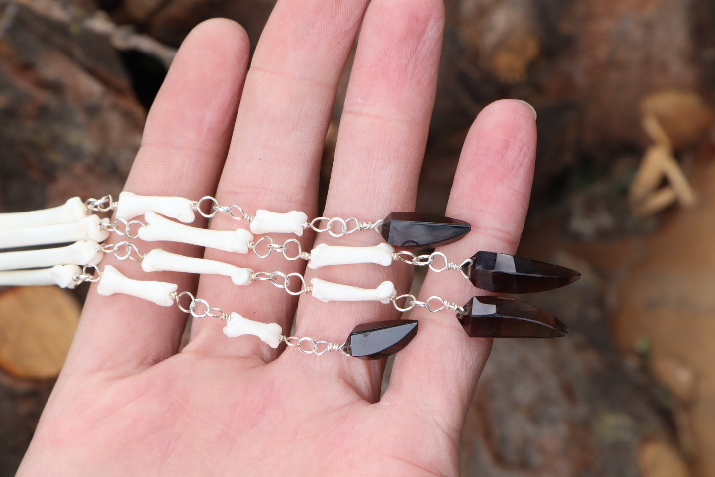 Red Fox Leg Fluid Articulation with Smoky Quartz "Claws"