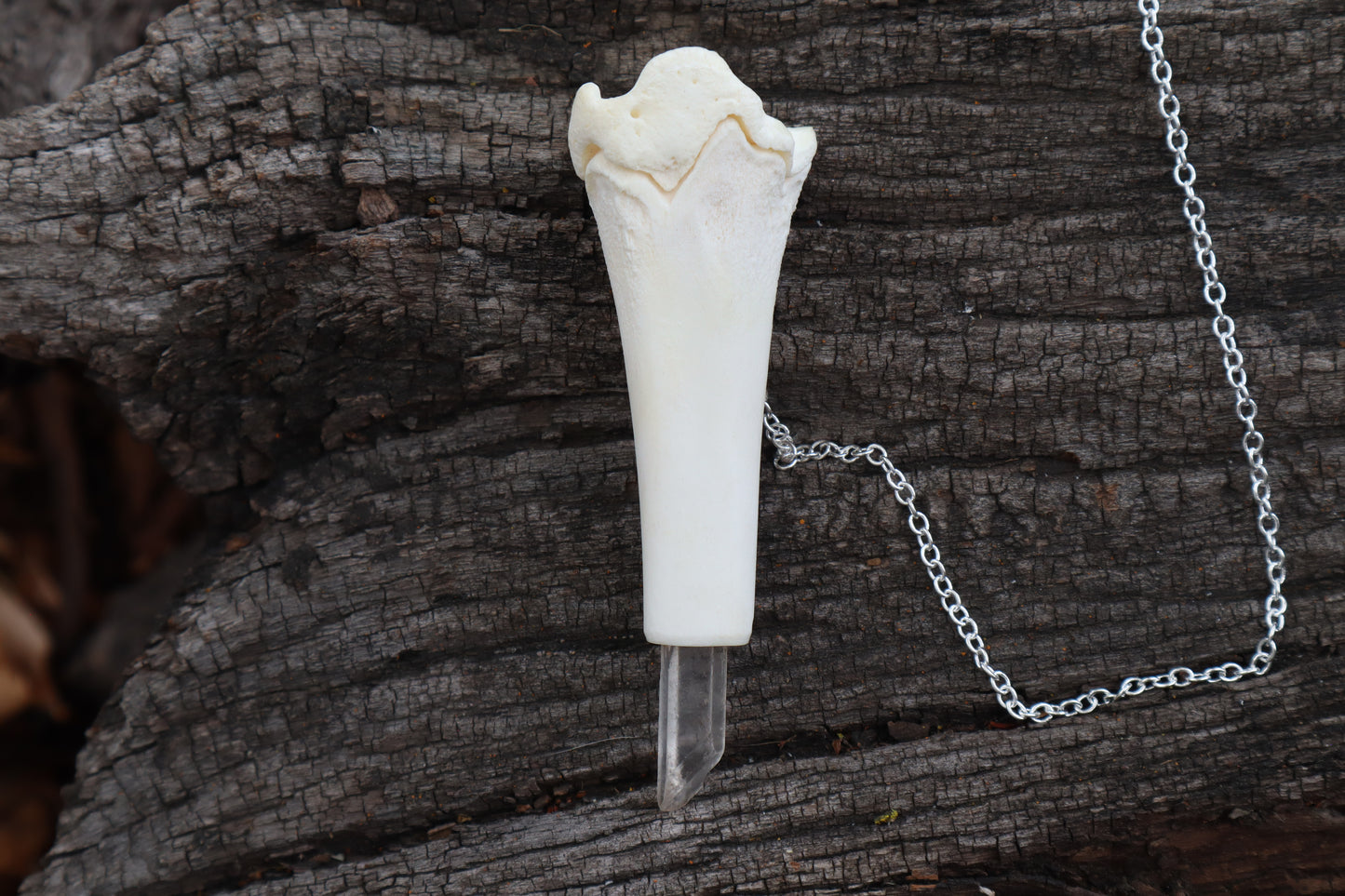 Whitetail Fawn Tibia Pendulum with Ouroboros Ring