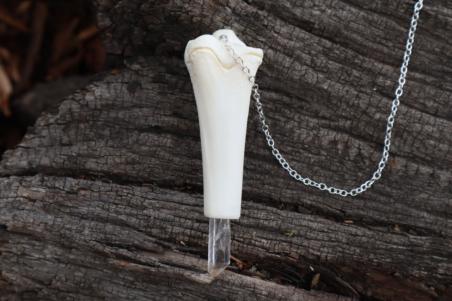 Whitetail Fawn Tibia Pendulum with Ouroboros Ring