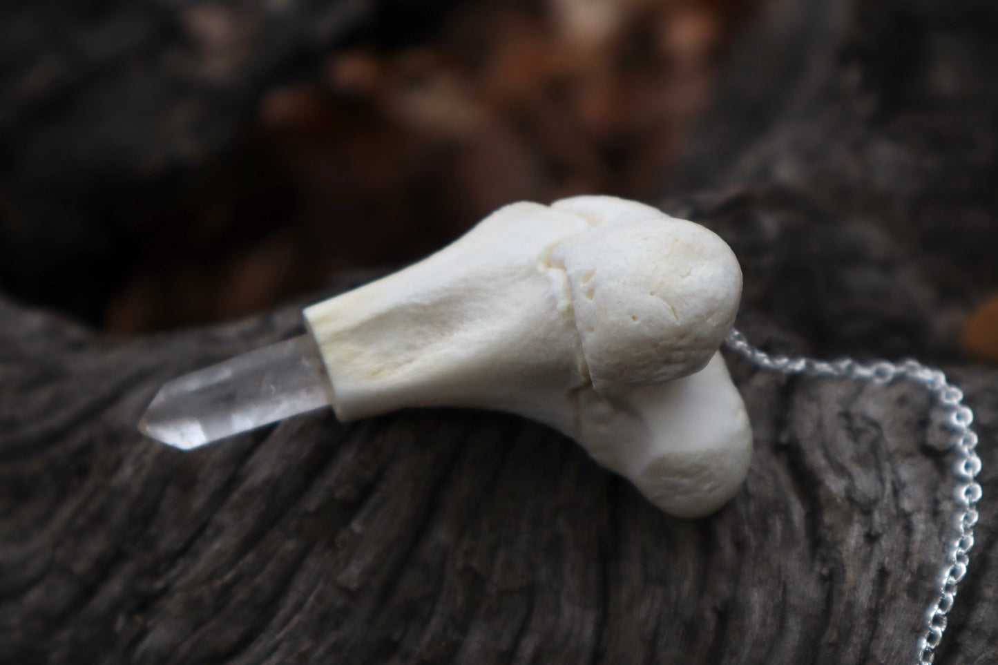 Whitetail Fawn Femur Pendulum with Ouroboros Ring