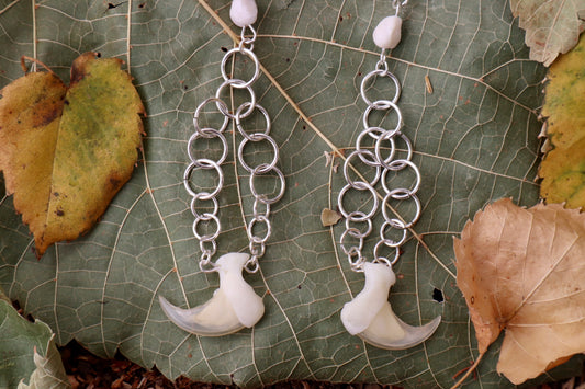 The Skogkatt Earrings - Mountain Lion Bone and Bobcat Claws