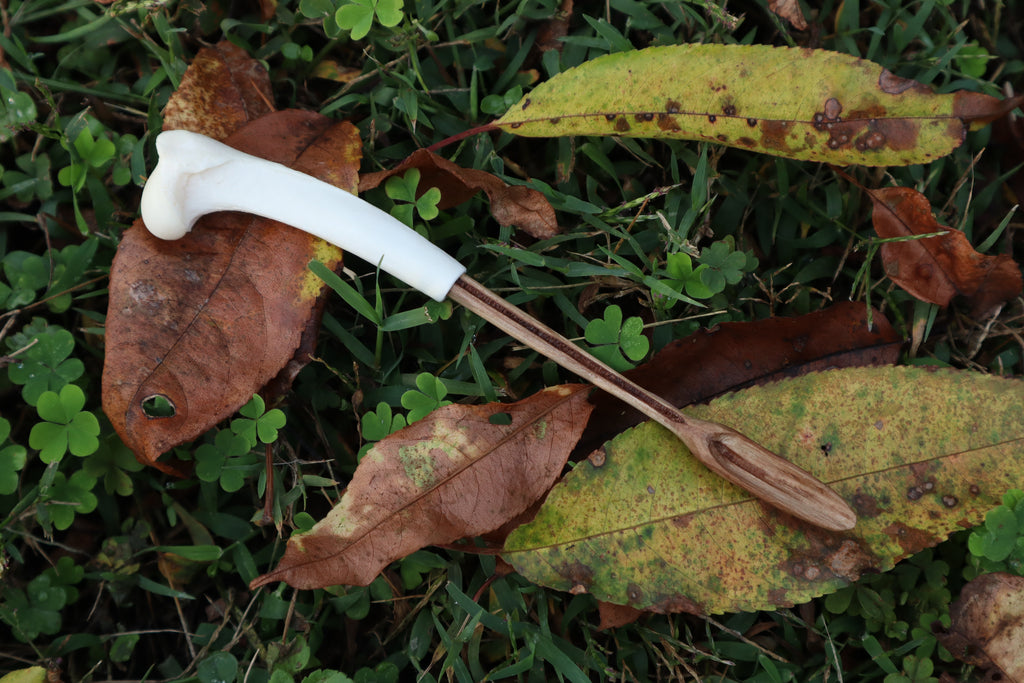 Black Walnut and Bobcat Humerus Offering Spoon