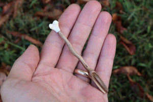 Black Walnut and Pine Marten Femur Offering Spoon