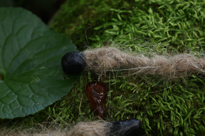 Mountain Lion Fur Braid with Amber Gemstone