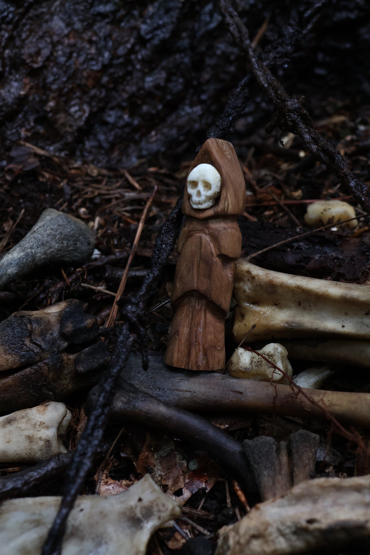 Reserved for Lady Hephaestus - Black Walnut and Goat Skull Chaos Monk
