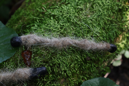 Mountain Lion Fur Braid with Amber Gemstone