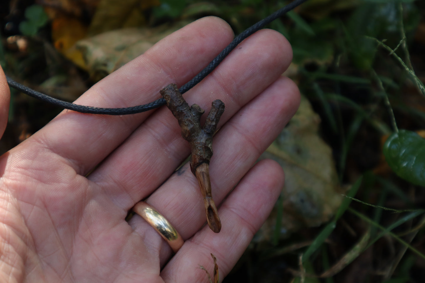 Black Walnut Fehu Offering Spoon Necklace