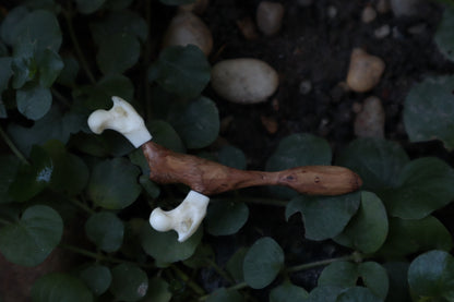 Black Walnut and Pine Marten Femur Offering Spoon