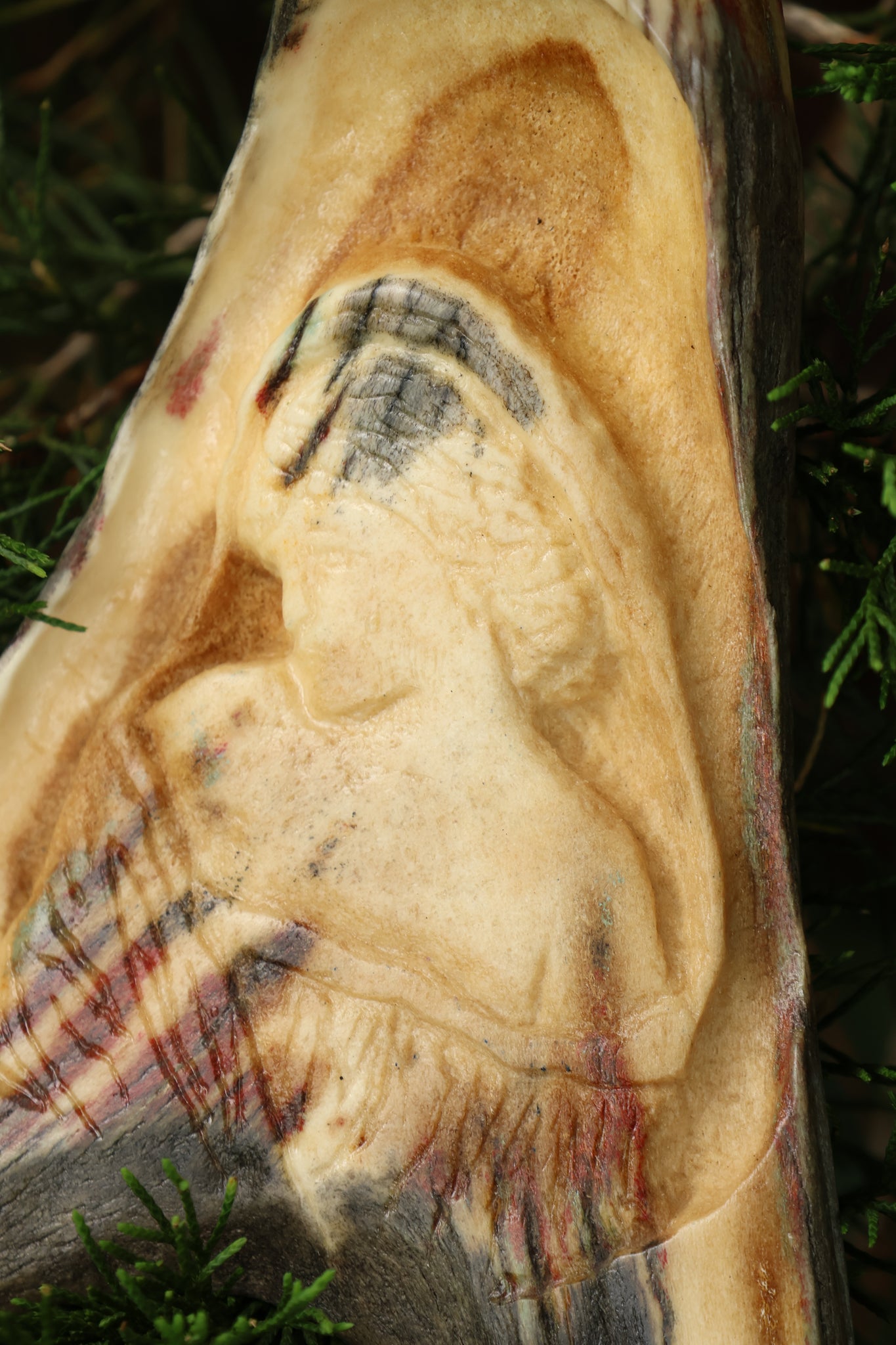 Sappho Moose Antler Carving
