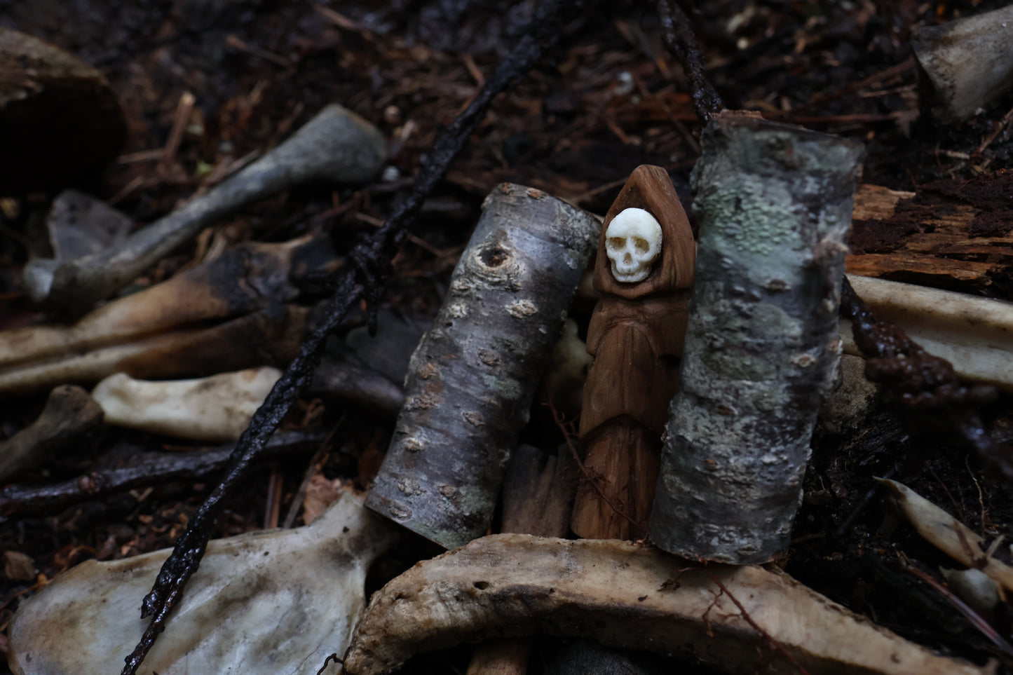 Reserved for Lady Hephaestus - Black Walnut and Goat Skull Chaos Monk