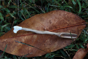 Black Walnut and Pine Marten Femur Offering Spoon