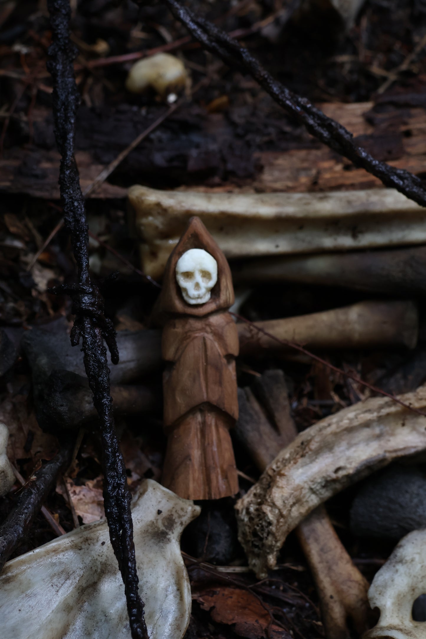 Reserved for Lady Hephaestus - Black Walnut and Goat Skull Chaos Monk