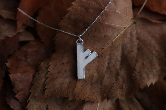 Fehu Wolf Bone and Silver Talisman