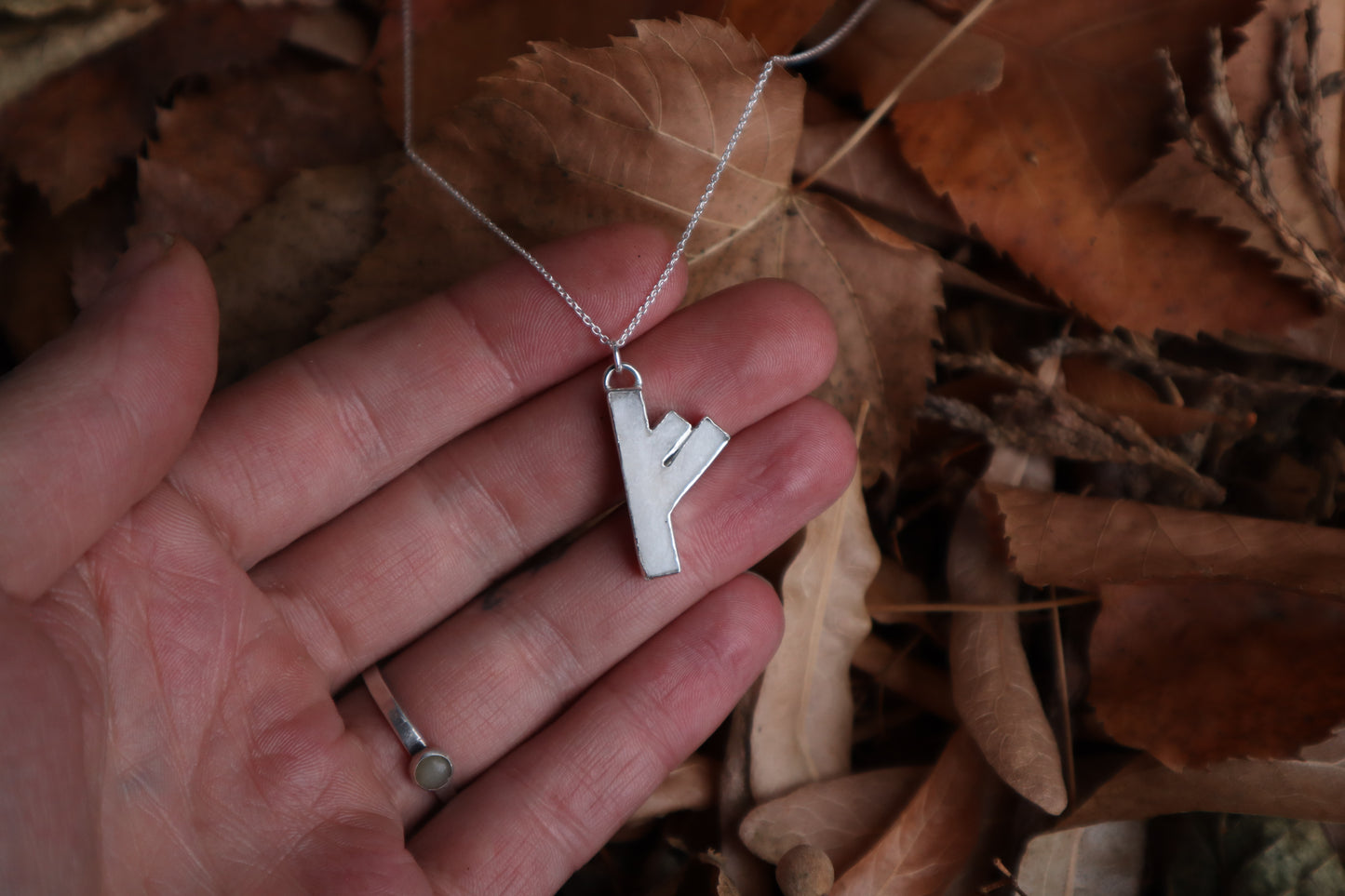 Fehu Wolf Bone and Silver Talisman