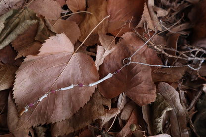 Raccoon Lariat Necklace with Pink Rhodochrosite Gemstones