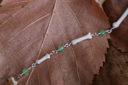 Raccoon Lariat Necklace with Chalcedony Gemstones