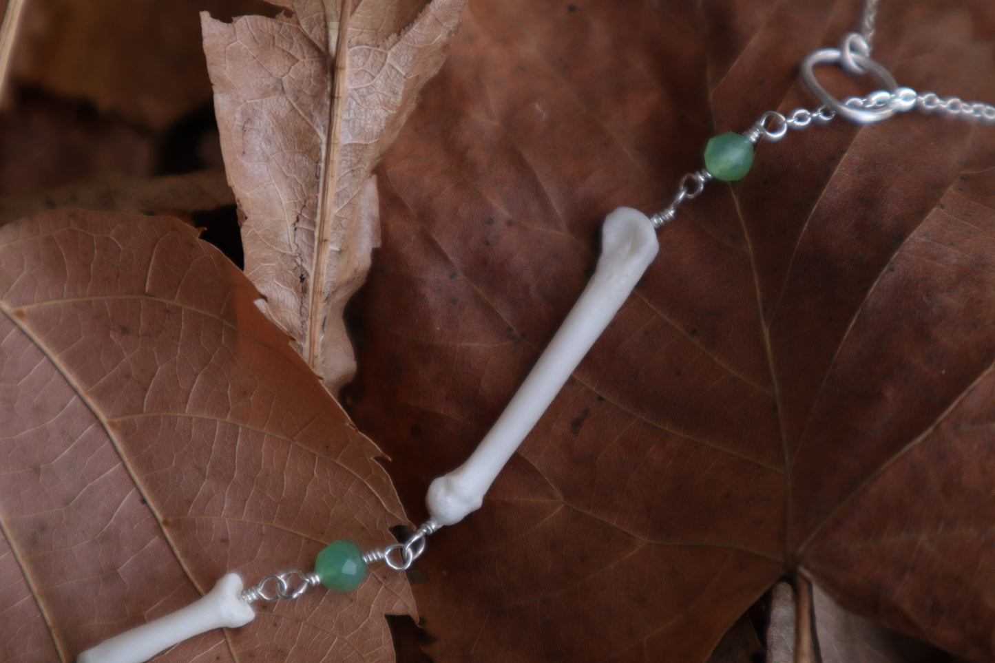 Raccoon Lariat Necklace with Chalcedony Gemstones