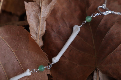 Raccoon Lariat Necklace with Chalcedony Gemstones