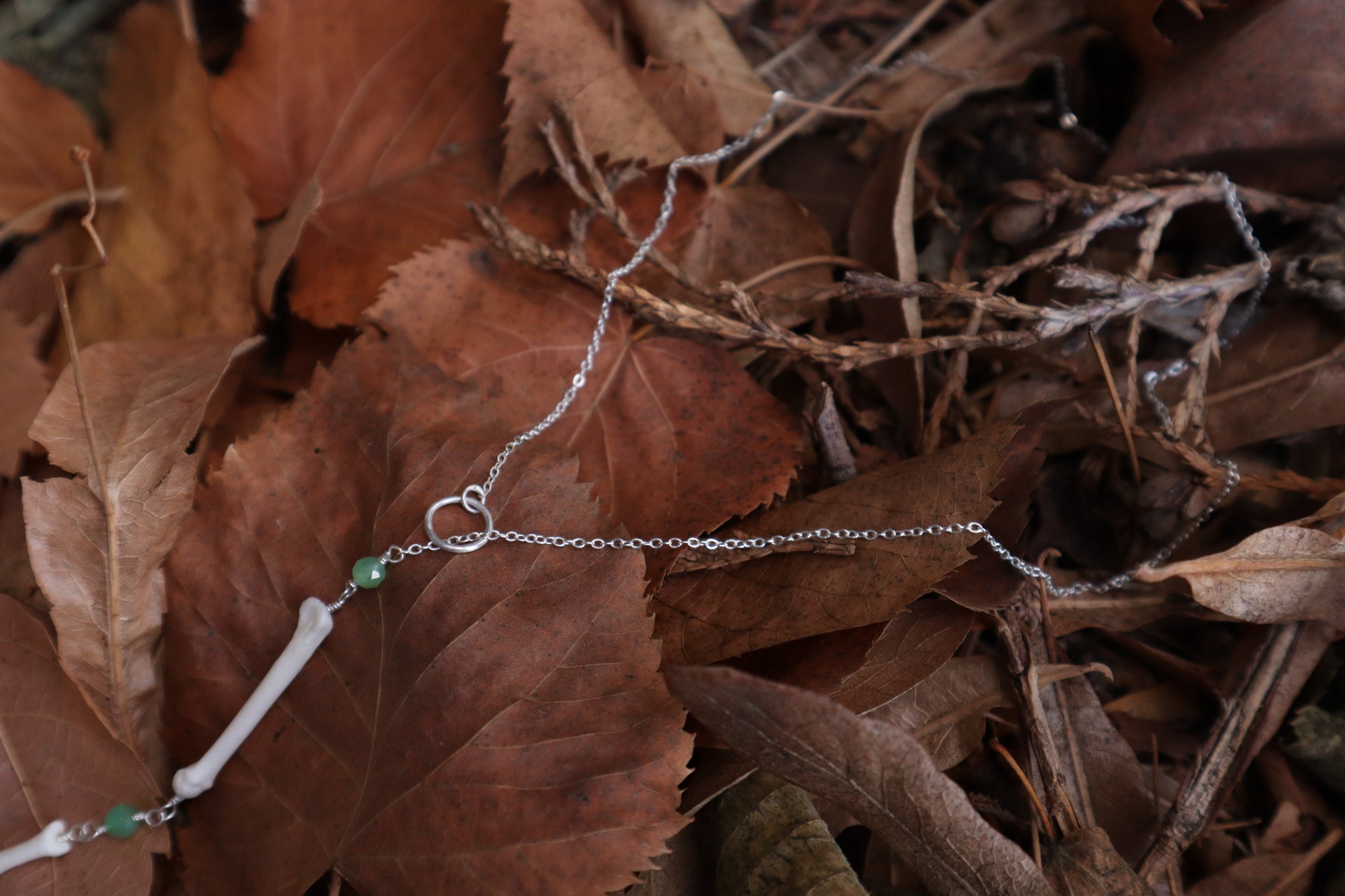 Raccoon Lariat Necklace with Chalcedony Gemstones