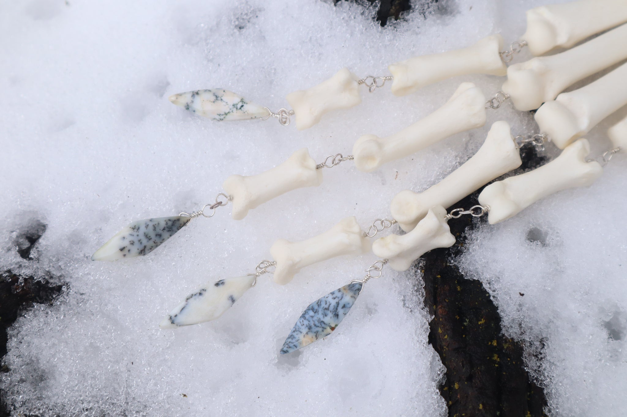 Reserved for Nicole - Fluid Wolf Paw Articulation with Dendritic Opal "Claws"