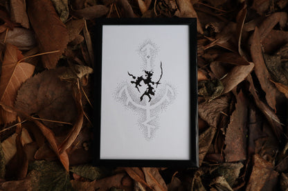 The Path of a Warrior - Framed Original Drawing