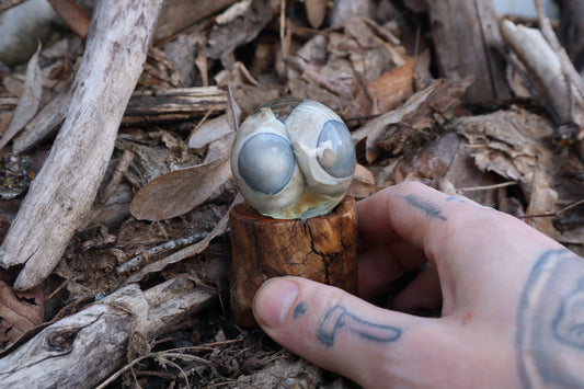 Wolf Eyeball Crystal Ball with Base