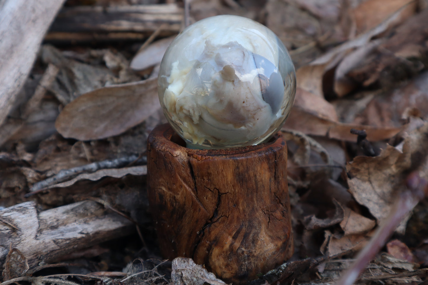 Wolf Eyeball Crystal Ball with Base