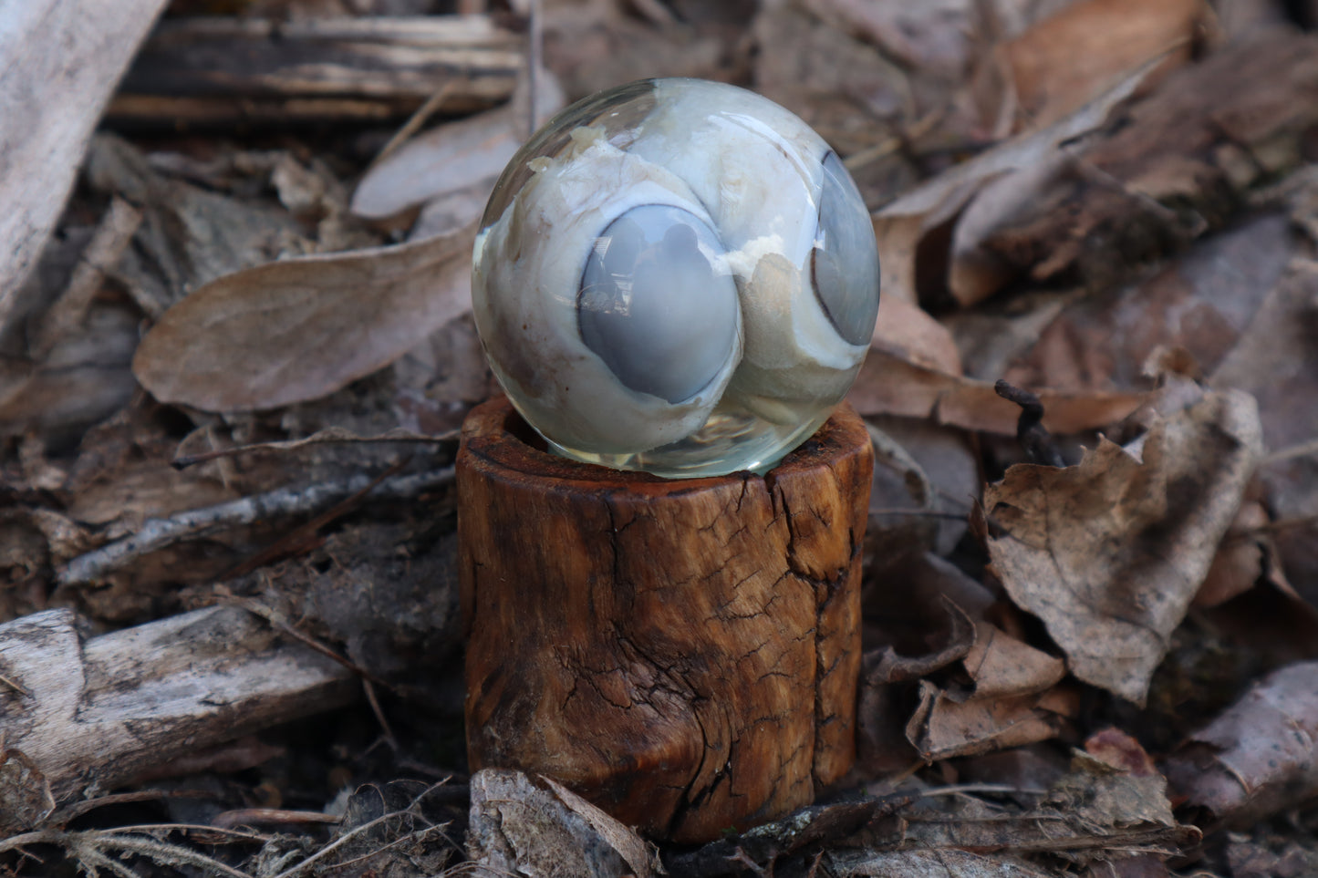 Wolf Eyeball Crystal Ball with Base