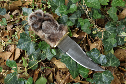 Damascus Bobcat Paw Knife