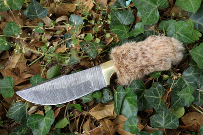 Damascus Bobcat Paw Knife