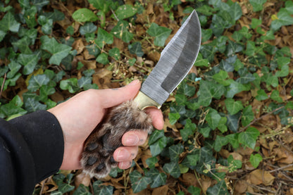 Damascus Bobcat Paw Knife