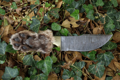 Damascus Bobcat Paw Knife