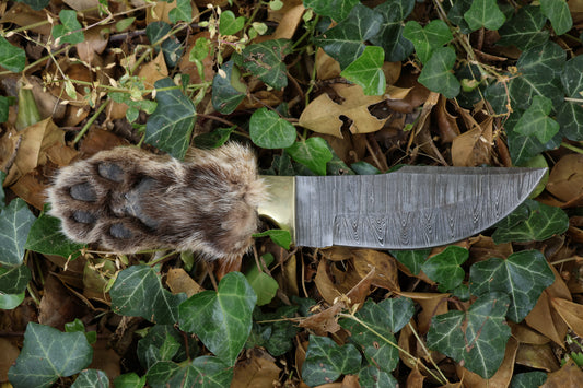 Damascus Bobcat Paw Knife