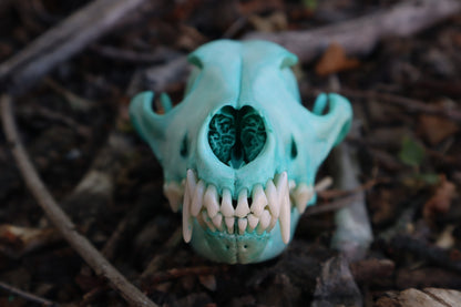 Blue Copper Coyote Skull