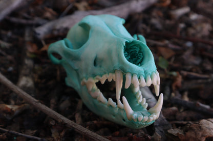 Blue Copper Coyote Skull