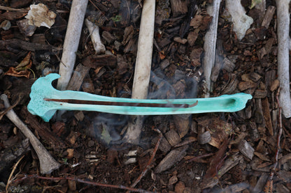Blue Copper Whitetail Deer Tibia Incense Burner