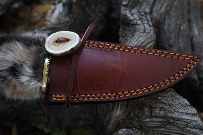 Bobcat Paw Knife with Leather Sheath