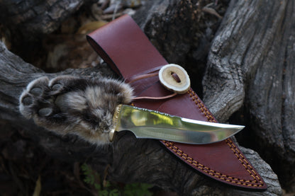 Bobcat Paw Knife with Leather Sheath
