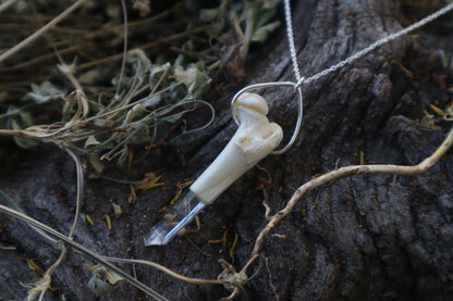 Kitten Femur Quartz Point Necklace